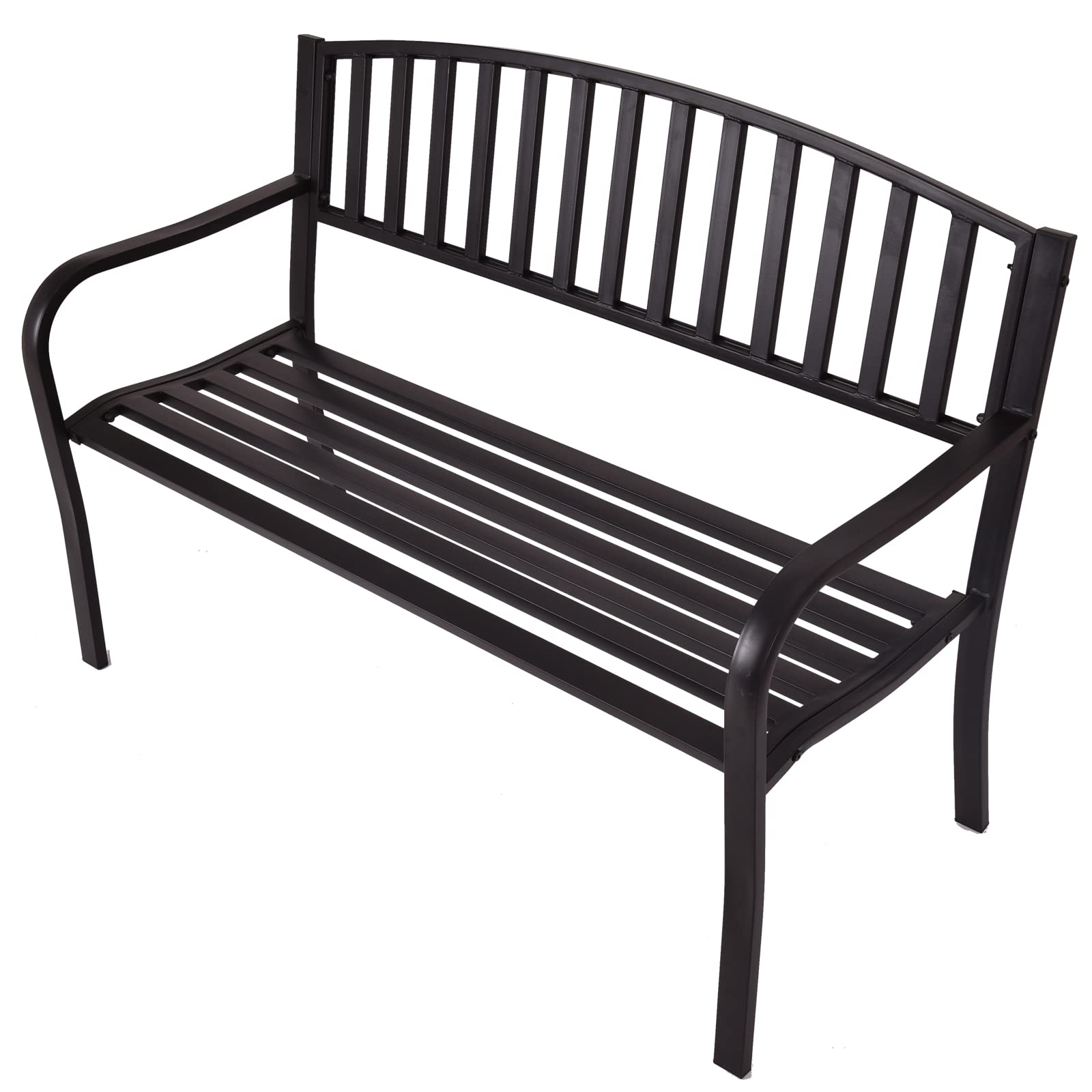 Banc de jardin en acier d'extérieur Tangkula 50 pouces, Banc de parc